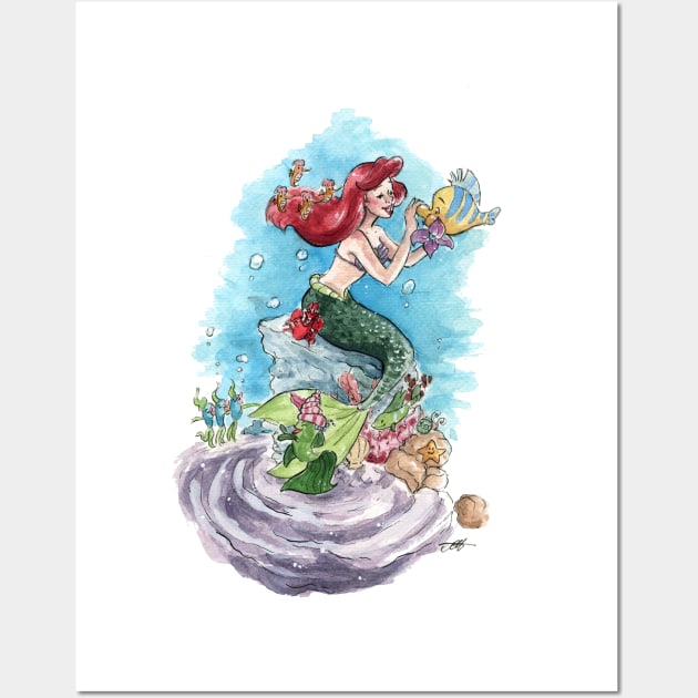 Ariel and Flounder Wall Art by Carlotta Mascolo Art